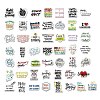 50Pcs Cartoon Study English Word Paper Sticker Label Set DIY-G077-01-1