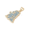 Brass Micro Pave Cubic Zirconia Pendants KK-E111-45F-G-2