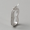 925 Sterling Silver Micro Pave Clear Cubic Zirconia Twister Clasps STER-WH0002-07P-1
