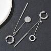 304 Stainless Steel Crystal Rhinestone Flat Round Tassel Hoop Earrings EJEW-G453-02P-3