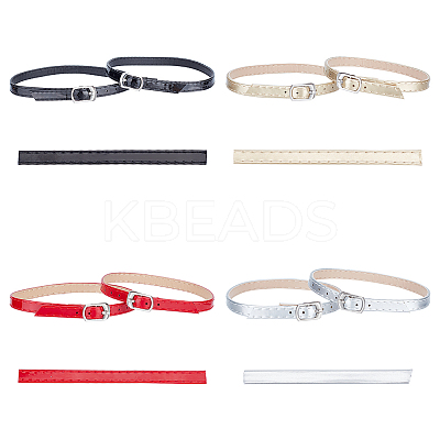4 Sets 4 Colors Imitation Leather Women's Adjustable Detachable Anti-Loose Shoe Straps for High Heels AJEW-OC0004-09-1