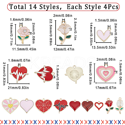 56Pcs 14 Style Alloy Enamel Pendants ENAM-SC0004-53-1