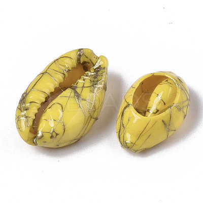 Spray Painted Natural Cowrie Shell Beads X-SSHEL-R047-03-A10-1