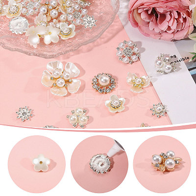 48Pcs 12 Styles Alloy Glass Rhinestone Cabochons FIND-CA0011-02-1