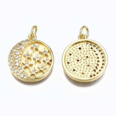 Brass Micro Pave Clear Cubic Zirconia Pendants ZIRC-N039-135-NF-1