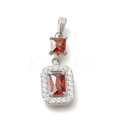 304 Stainless Steel Micro Pave Cubic Zirconia Pendants STAS-H228-03P-04-1