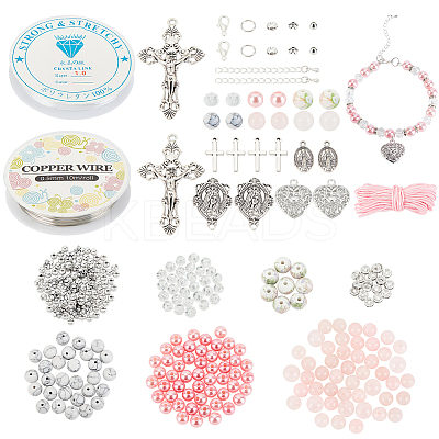 DIY Rosary Bracelet Necklace Making Kit DIY-AR0002-77-1
