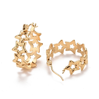 Ion Plating(IP) Hollow Star 304 Stainless Steel Hoop Earrings for Women X-STAS-A057-14G-1