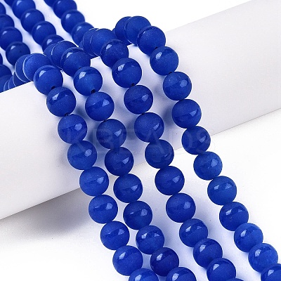 Frosted Natural White Jade Beads Strands G-T138-8mm-209H-1