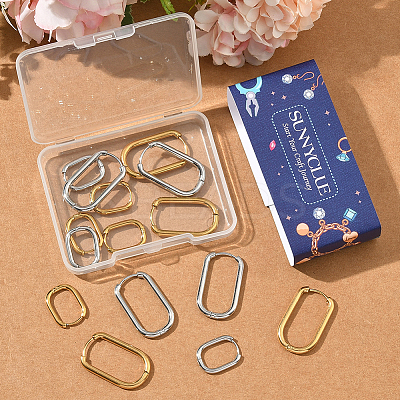 8 Pairs 4 Styles 304 Stainless Steel Oval Hoop Earrings EJEW-SC0001-75-1
