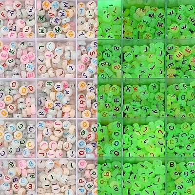 DIY Letter & Heart Acrylic & Plastic Stretch Bracelet Beaded Necklace Making Kit DIY-YW0008-38-1