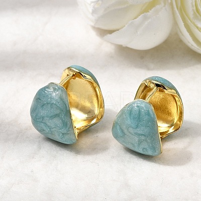 Brass Enamel Hoop Earrings EJEW-P333-06G-1