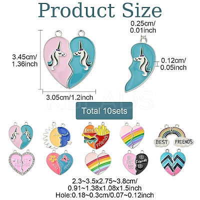 10 Sets 10 Styles Alloy Enamel Split Pendants FIND-YW0006-38-1