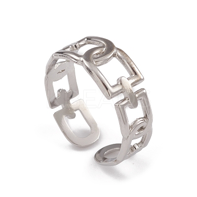 Non-Tarnish 304 Stainless Steel Hollow Arch Open Cuff Rings for Women RJEW-G285-57P-1