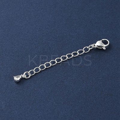 Brass Micro Pave Clear Cubic Zirconia Chain Extender KK-G491-52C-S-1