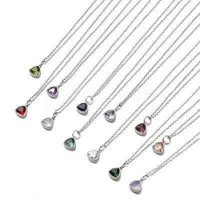 Triangle Cubic Zirconia Pendant Necklaces NJEW-F303-01P-1