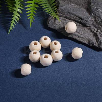 Natural Unfinished Wood Beads WOOD-R196-12mm-LF-1