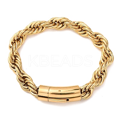 304 Stainless Steel Rope Chain Bracelets for Men Women BJEW-C124-03B-G-1