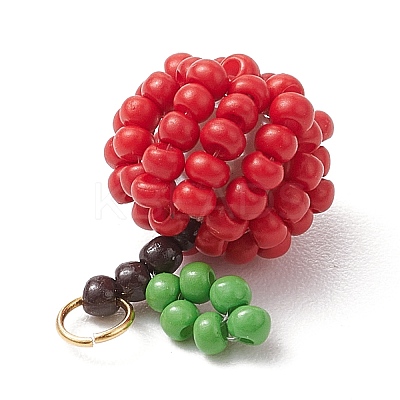 Handmade Glass Seed Beaded Apple Pendants PALLOY-MZ00483-1