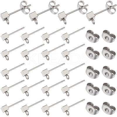 50Pcs 304 Stainless Steel Stud Earring Findings STAS-SC0006-56-1