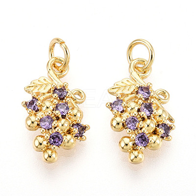 Brass Micro Pave Cubic Zirconia Pendants KK-N265-27G-1