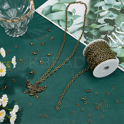 DIY Oval Iron Cable Chains Necklaces Making Kits DIY-SC0029-10B-1