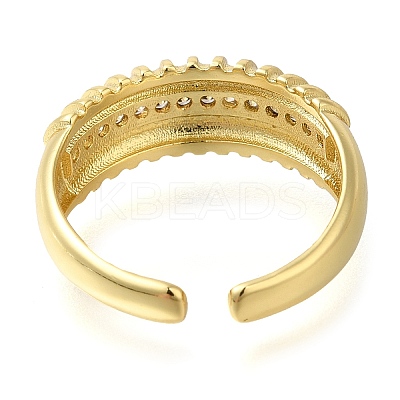 Brass Micro Pave Clear Cubic Zirconia Open Cuff Rings for Women RJEW-M021-03G-1
