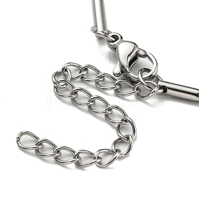 Tarnish Resistant 304 Stainless Steel Round Snake Chain Bracelet with Oval Beaded BJEW-E088-03P-1