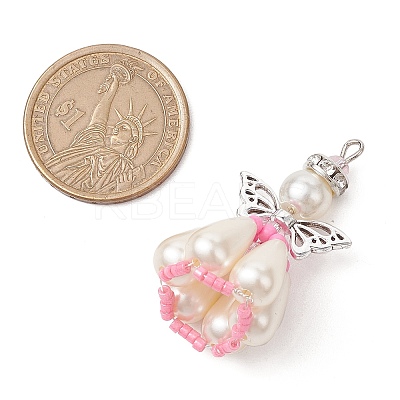 Pearlized Glass Pearl Beads Pendants PALLOY-MZ00487-05-1
