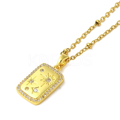 304 Stainless Steel Cubic Zirconia Pendant Necklaces NJEW-Q347-01C-1