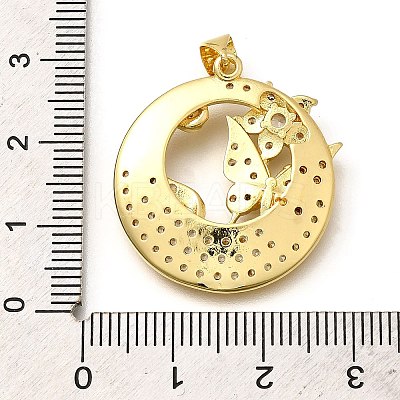 Rack Plating Brass Micro Pave Cubic Zirconia Pendants KK-L226-050G-03-1