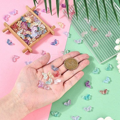 120Pcs 12 Styles Transparent Spray Painted Glass Beads GLAA-YW0003-79-1
