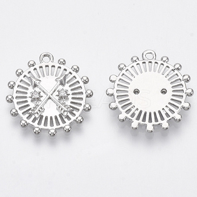 Brass Micro Pave Cubic Zirconia Pendants KK-R130-002-NF-1