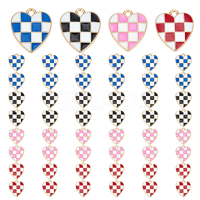 48Pcs 4 Colors Alloy Enamel Pendants ENAM-ME0001-15-1