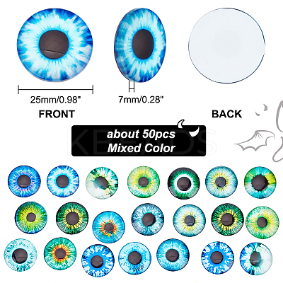 1 Bag Printed Glass Cabochons GGLA-PH0001-45B-1