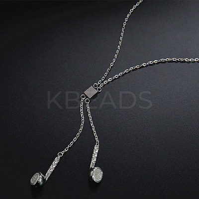 Fashionable 304 Stainless Steel Earphone Pendant Necklaces for Daily Wear IO7350-1