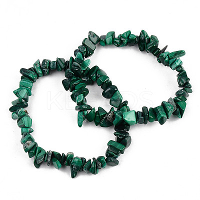 Unisex Chip Natural Malachite Beaded Stretch Bracelets BJEW-S143-34-1