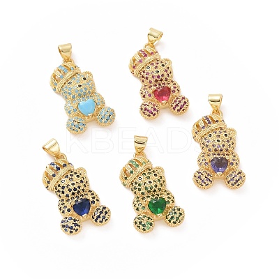 Brass Cubic Zirconia Pendants ZIRC-K089-12G-1