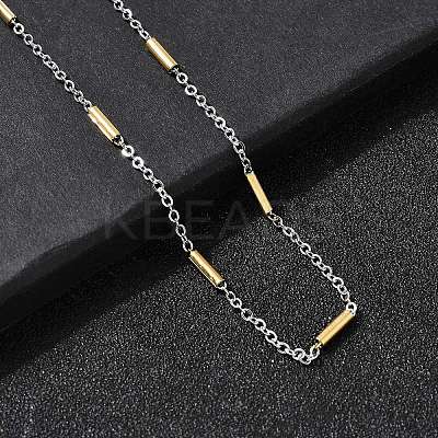 304 Stainless Steel Column Link Chain Necklaces for Women Men NJEW-A058-01GP-1