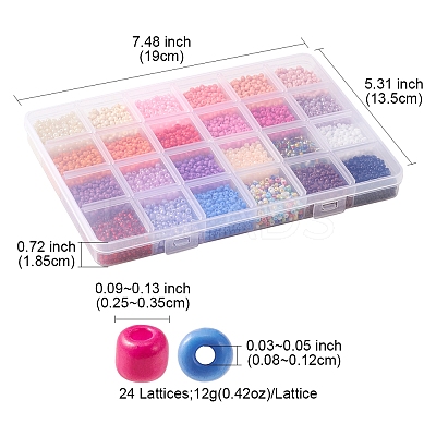6408Pcs 24 Style 8/0 Glass Seed Beads SEED-FS0001-13-1