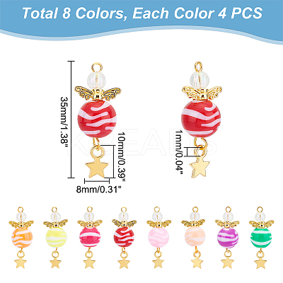 Round Striped Acrylic Pendants FIND-PH0008-85-1