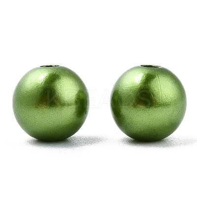 Spray Painted ABS Plastic Imitation Pearl Beads OACR-T015-05B-09-1