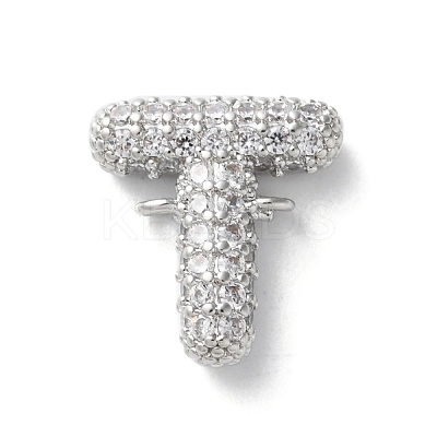 Brass Micro Pave Cubic Zirconia Letter Links KK-I717-04T-P-1