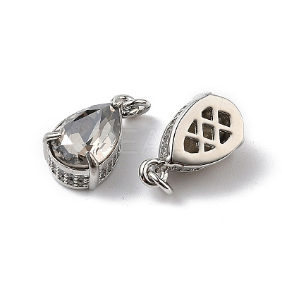Brass Pave Cubic Zirconia Charms with Glass Crystal KK-Q039-03P-1