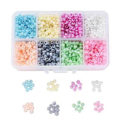 1 Box 6/0 Glass Seed Beads Ceylon Round  Loose Spacer Beads SEED-X0050-4mm-01-1