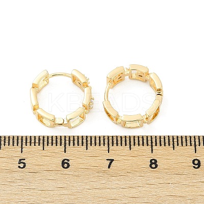 Brass Clear Cubic Zirconia Hoop Earrings EJEW-Q016-02G-1