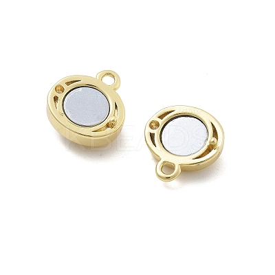 Brass Natural Black Lip Shell Epoxy Magnetic Clasps KK-G528-01G-02-1