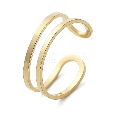304 Stainless Steel Hollow Cuff Rings for Women LS-RJEW-S395-01G-1
