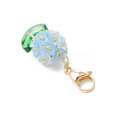Hydrangea Acrylic & Glass Seed Beads Pendant Decorations HJEW-MZ00217-1