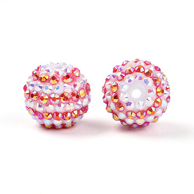 Stripe Pattern Resin AB Rhinestone Round Beads RESI-S313-18x20-11-1